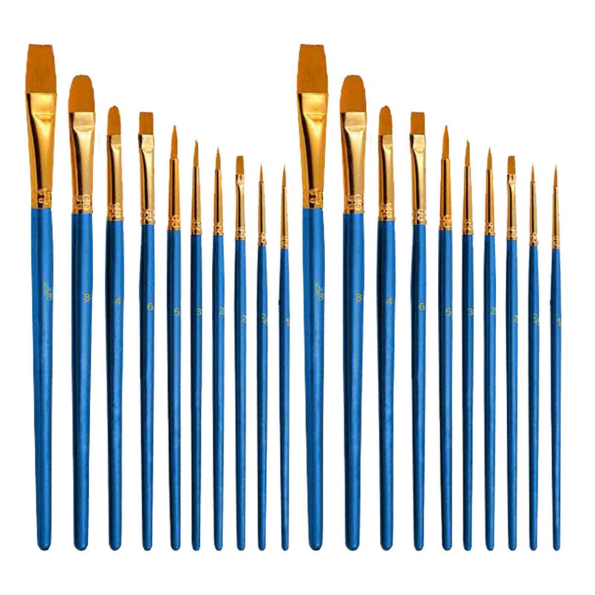 25Pcs Paint Brushes Palette Set Tool Face Body Long Wooden Handle DIY
