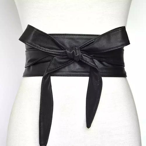 Classic Wide Leather Waist Belt Black
