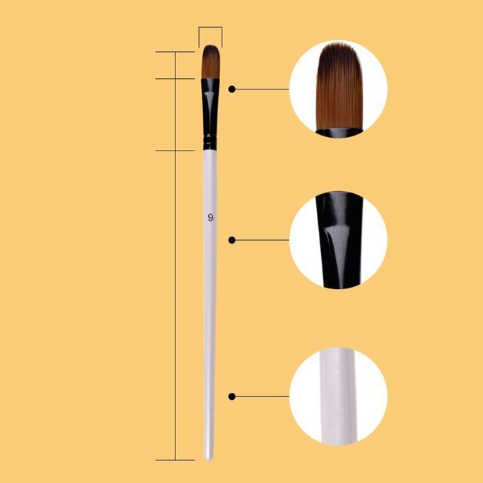 12x Nylon Artist  Brush Set Durable Oil Painting Filbert