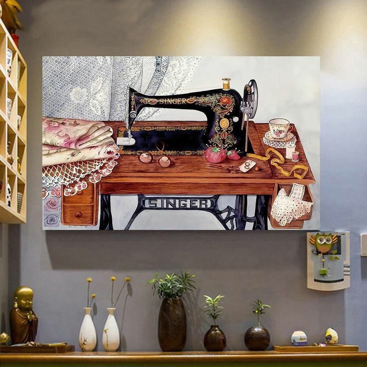 Art Work With Frame (sowing Machine Artwork  )