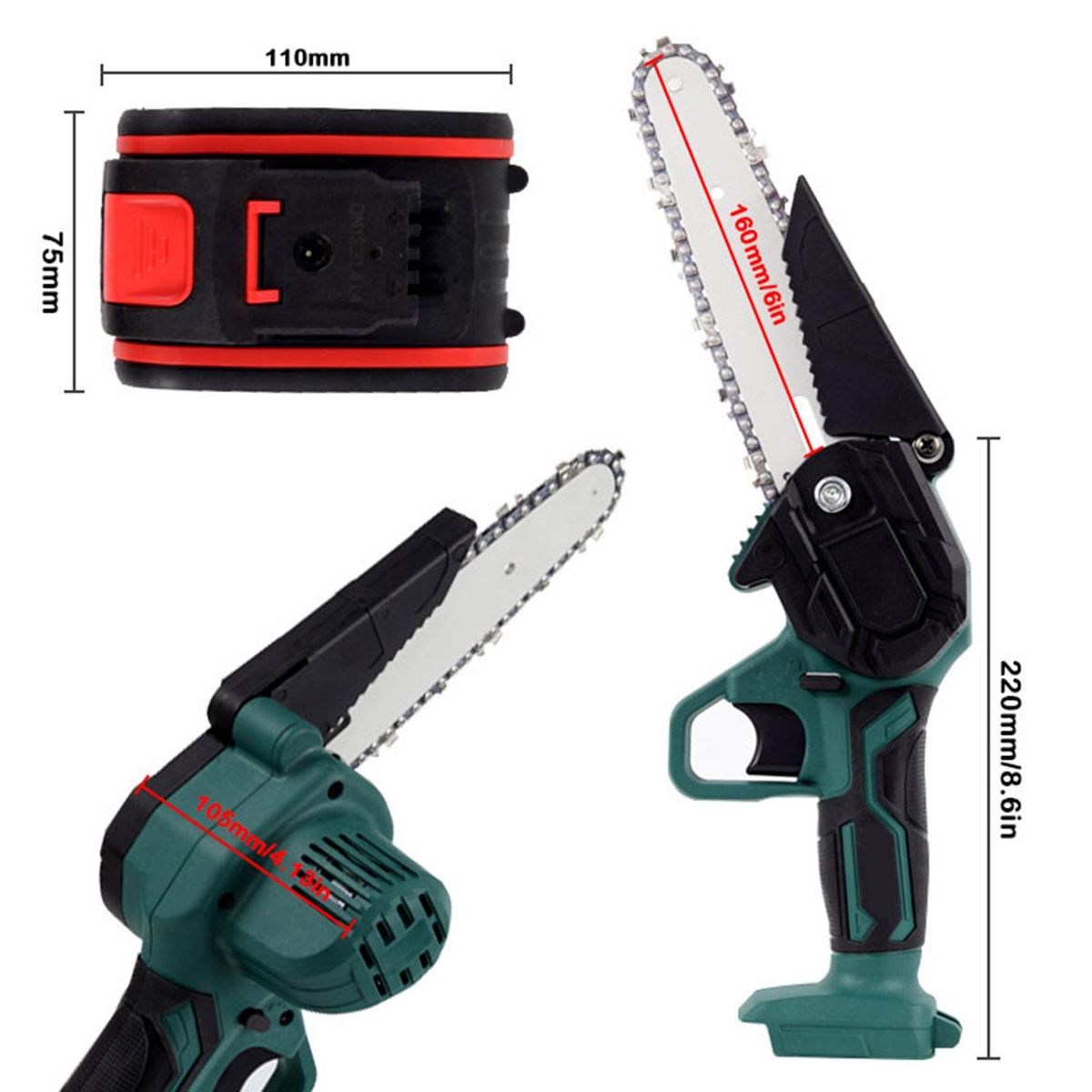 Portable 6“ Electric Tool Woodworking Cutter For Logging 1 Battery