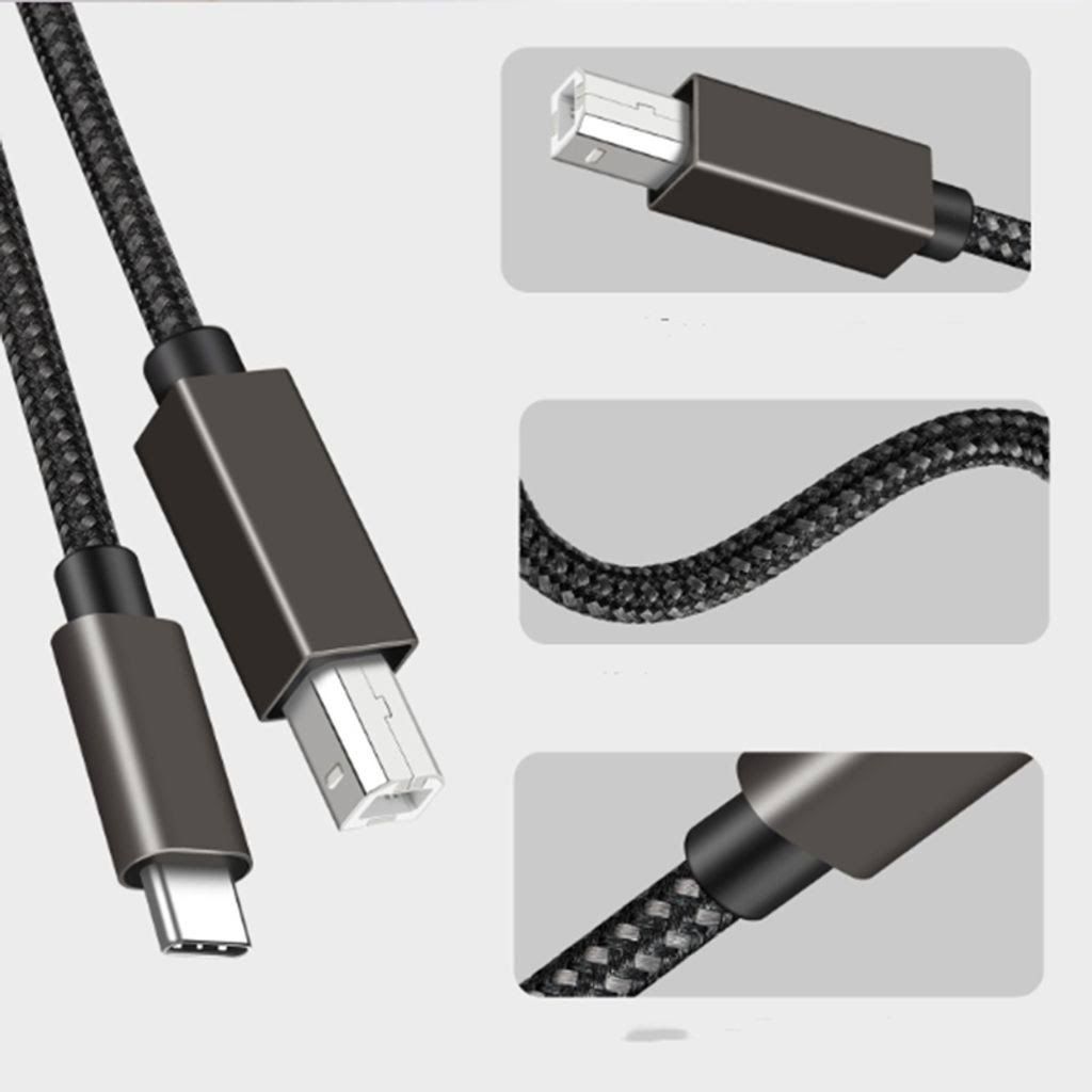 TypeC Printer Cable USB Printer Cord - Black