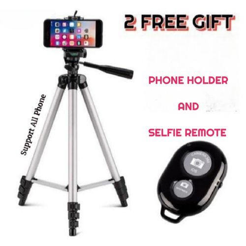Phone And Camera Tripod Stand Kit With Holder Control Lightweight Portable And Free Gift