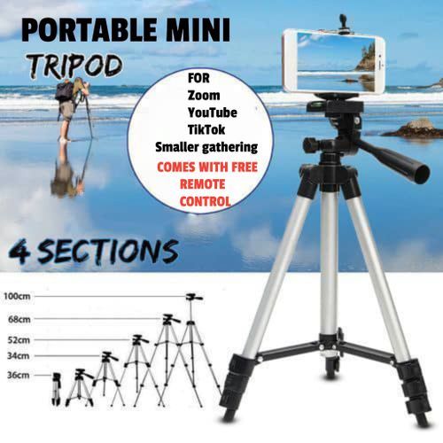Phone And Camera Tripod Stand Kit With Holder Control Lightweight Portable And Free Gift