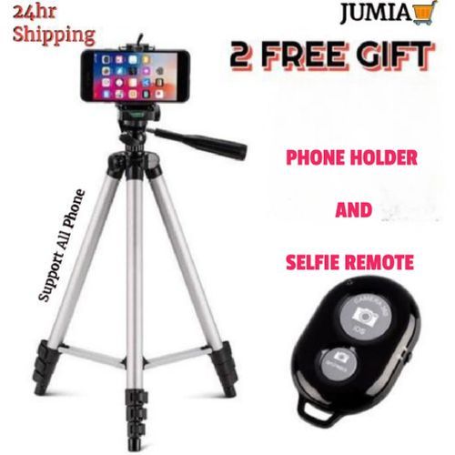 Outdoor Indoor Portable Stand=Tripod + Mobile Phone Clip + Remote Control