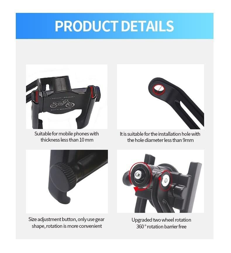 360 Degree Rotation Motorcycle Phone Holder Bicycle GPS