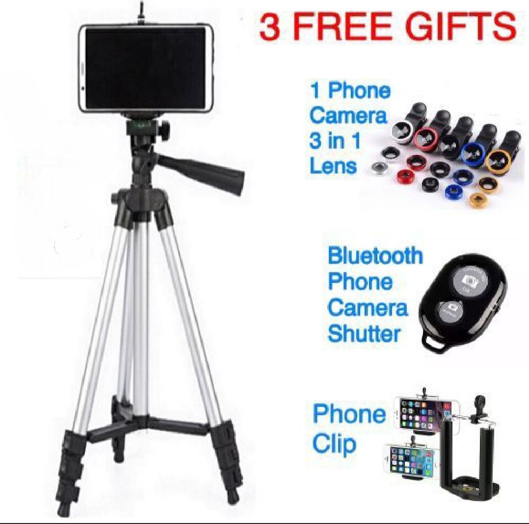 Phone Tripod Stand Kit With Remote Control Lightweight Portable And FREE GIFT