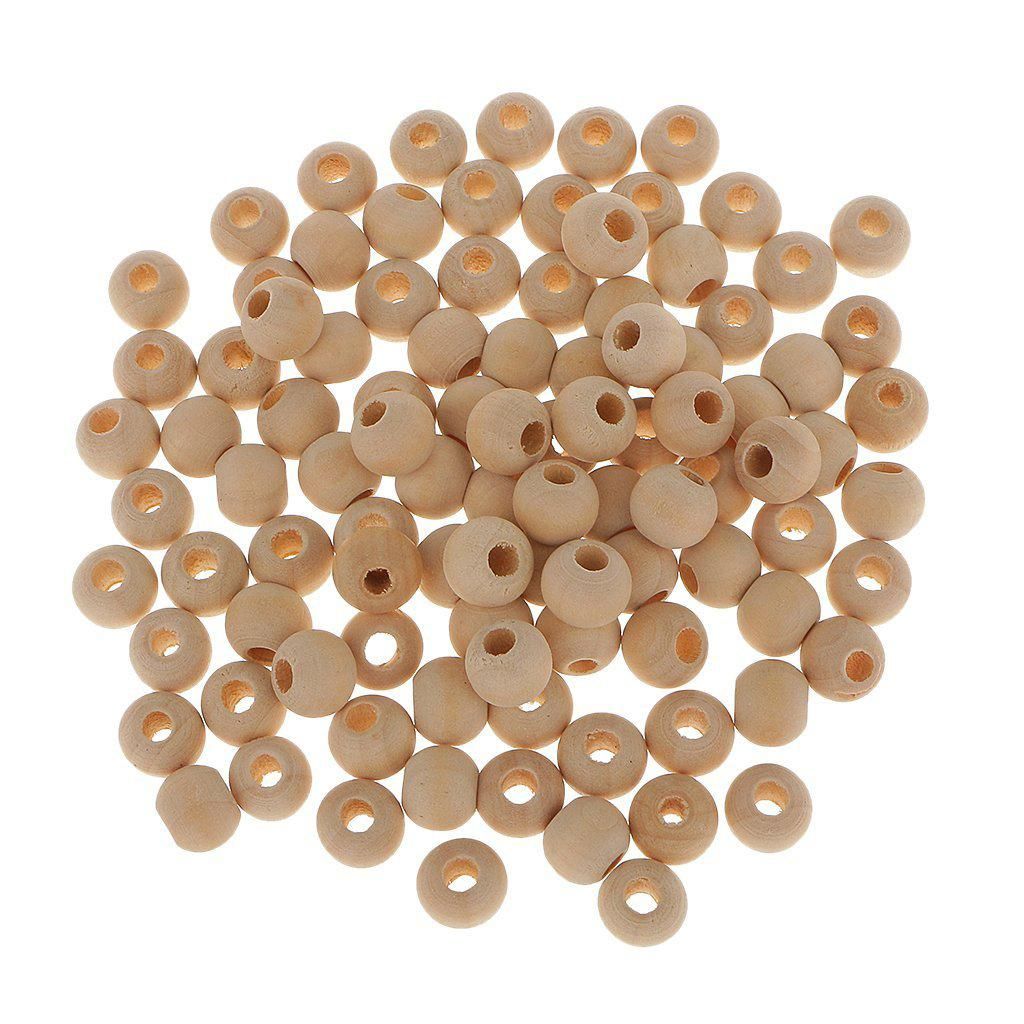 1 pack 20 natural round DIY wooden beads - 10