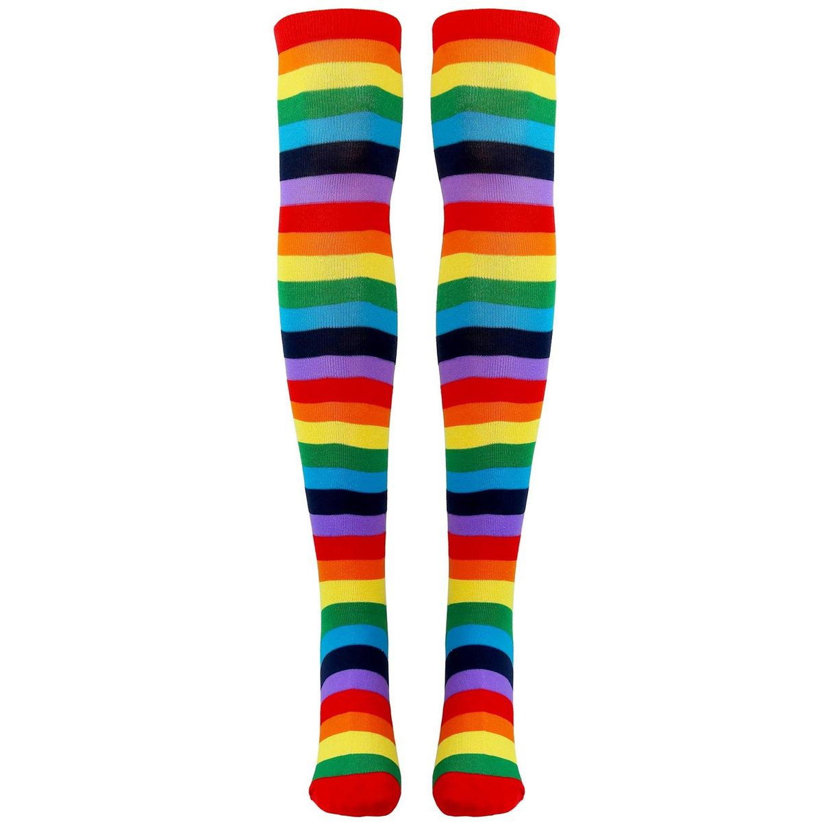 Colorful Rainbow Striped Socks Over the Knee Clown Striped C