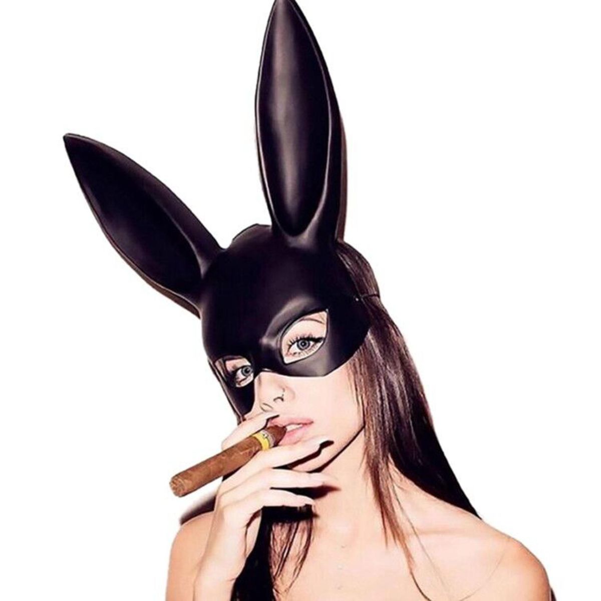 Masquerade Bunny Rabbit Mask Adult Costume Prop black