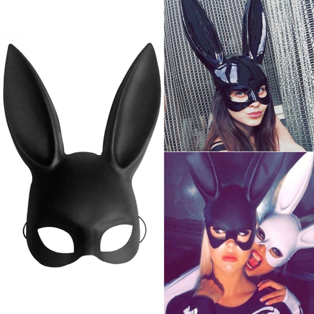 Masquerade Bunny Rabbit Mask Adult Costume Prop black