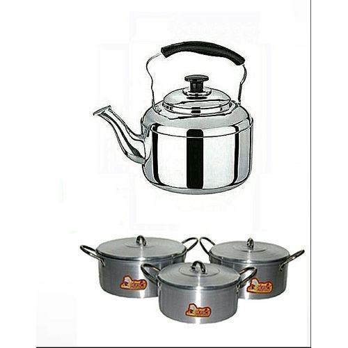 Cooking Pot Set 3 Pieces And Whistling Kettle 3Litres