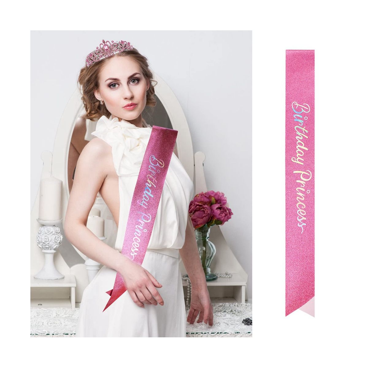 Birthday Girl Crown Princess Crown with Birthday Sash for