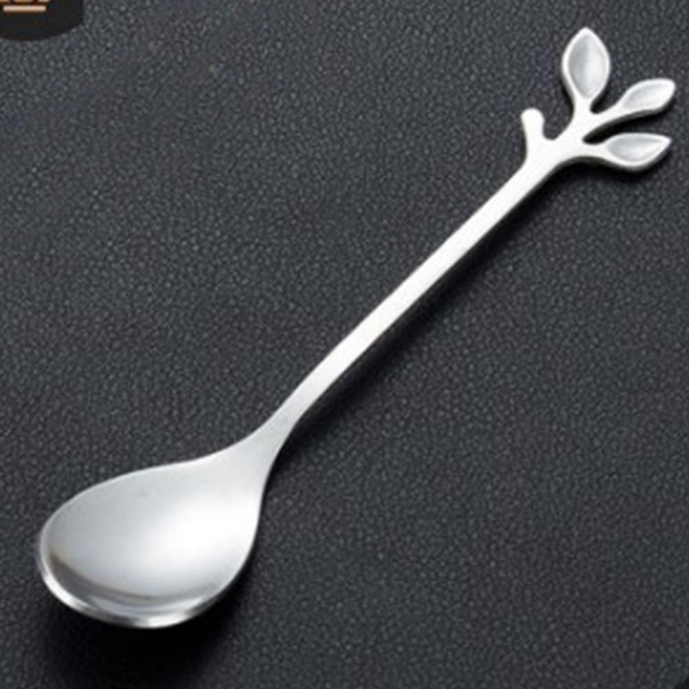 Leaf Coffee Spoon Tea Sugar Spoon Espresso Spoon Retro Dessert Spoon Honey Mixing Spoon Ake Moon Cake Fork 12Pcs