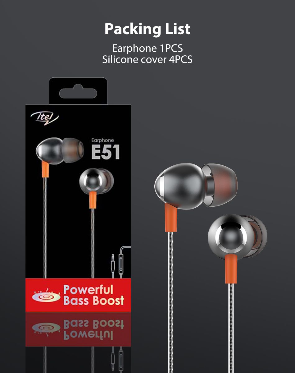Metal Design Powerful Bass Boost Wired 3.5mm Earphones