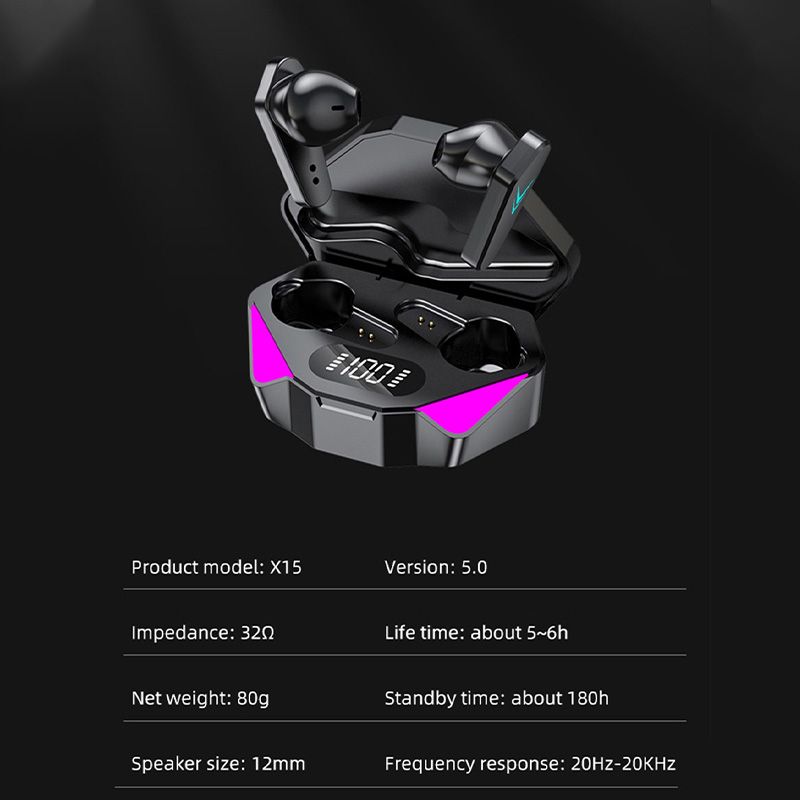 X15 TWS Gaming Earbuds Bluetooth 5.0 Wireless Earphone