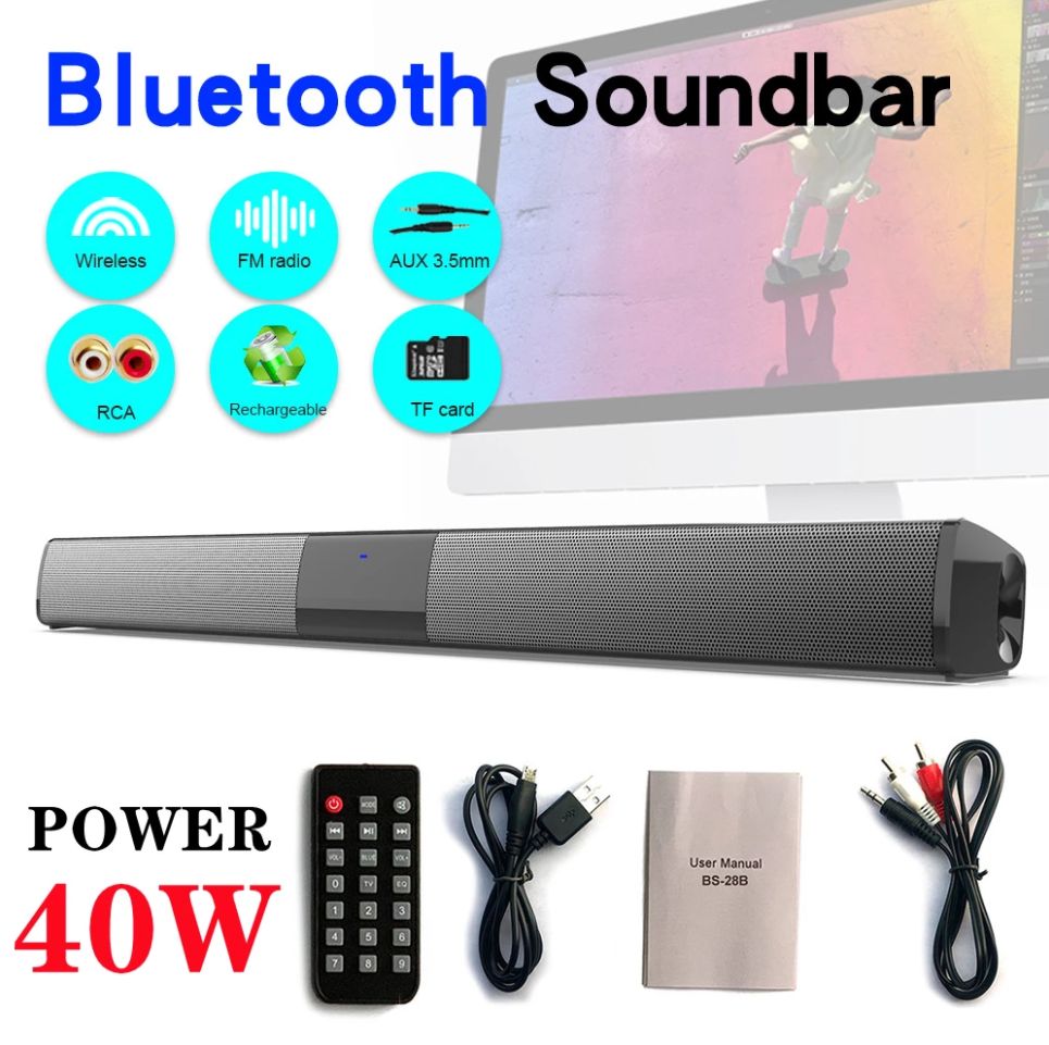 Soundbar - Bluetooth Speaker - 20W - 3D - Black