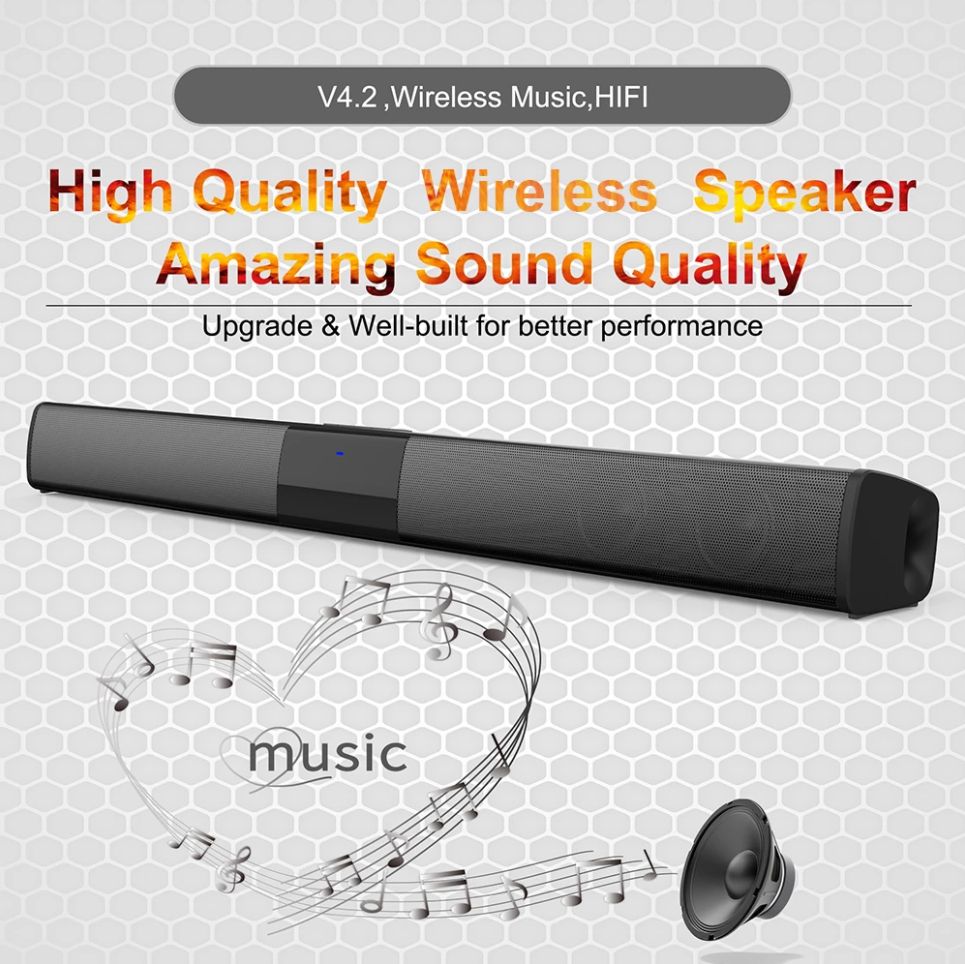 Soundbar - Bluetooth Speaker - 20W - 3D - Black