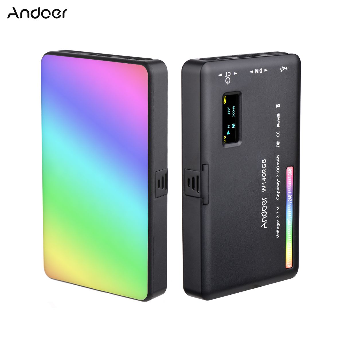 LED Video Light Rechargeable Photography Fill Light W140 RGB