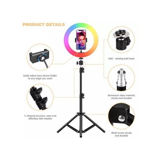 14 Inches RGB Ring Light - Uses Power Bank