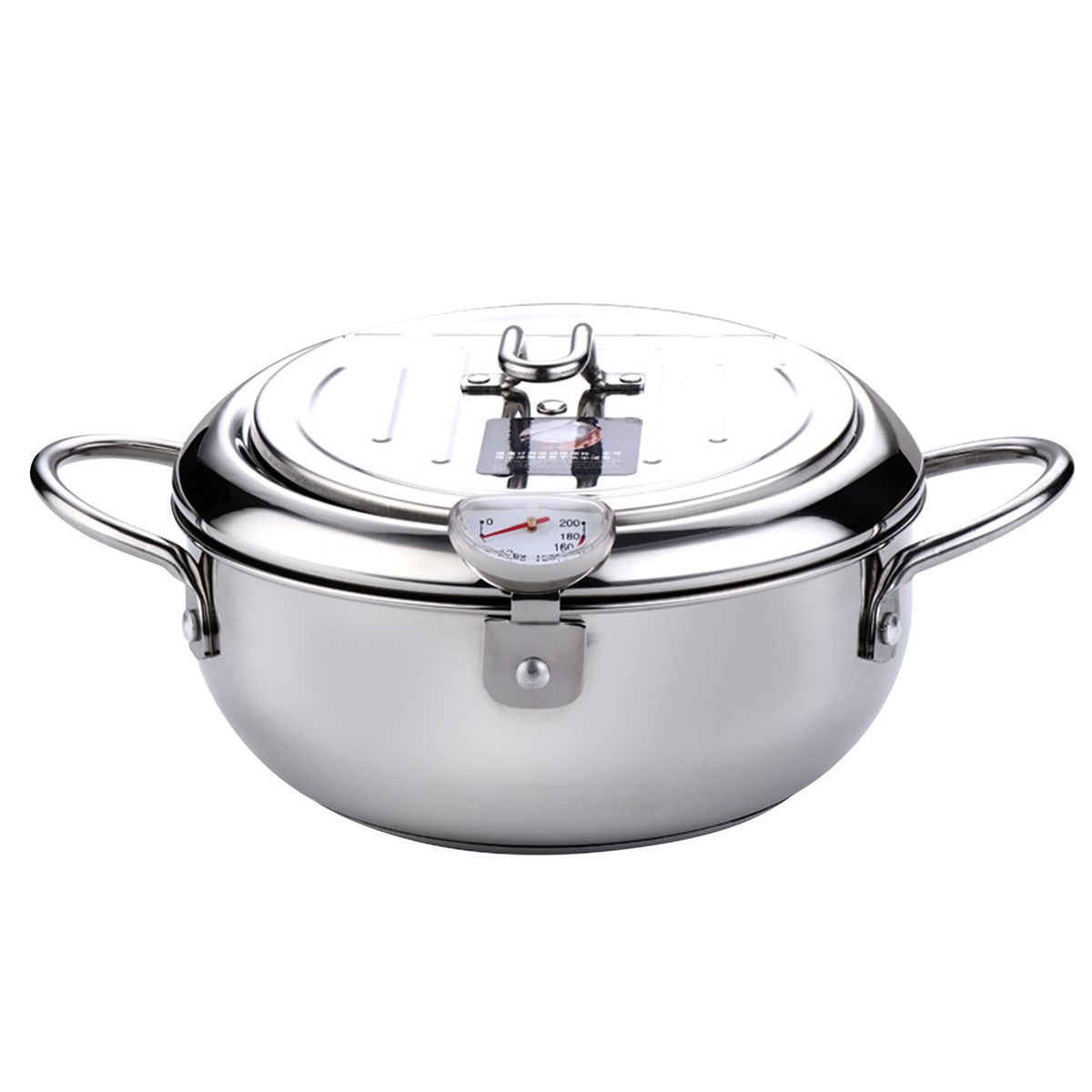 Deep Fryer Pot Stainless Steel Fryer With A Thermometer And Oil Drip Drainer Rack