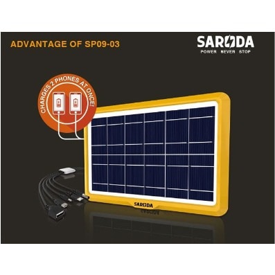 6v 6w Multi Plugs Solar Panel For Mobile Phones, Led Lights & Digital Appliance