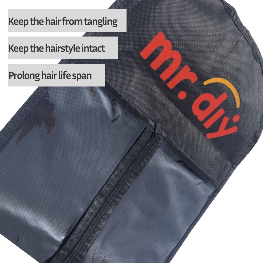 40"x12" Luxury Wig Storage Bag With Hanger  Black - 3pcs