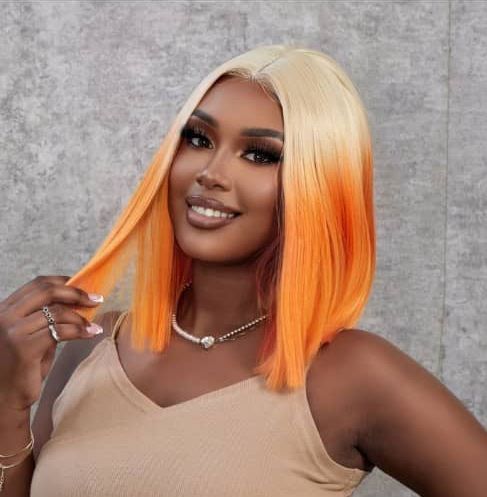 Desirable Blunt Cut Wig With Closure (Orange Ombre)
