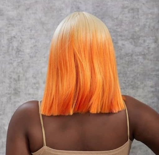 Desirable Blunt Cut Wig With Closure (Orange Ombre)