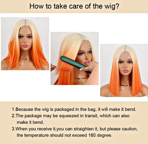 Desirable Blunt Cut Wig With Closure (Orange Ombre)