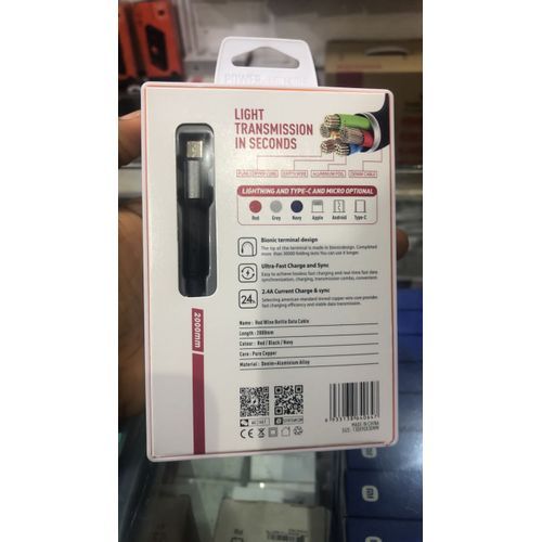 Ls64 Type C 2m Data Cable Cord Fast Charger 2.4A