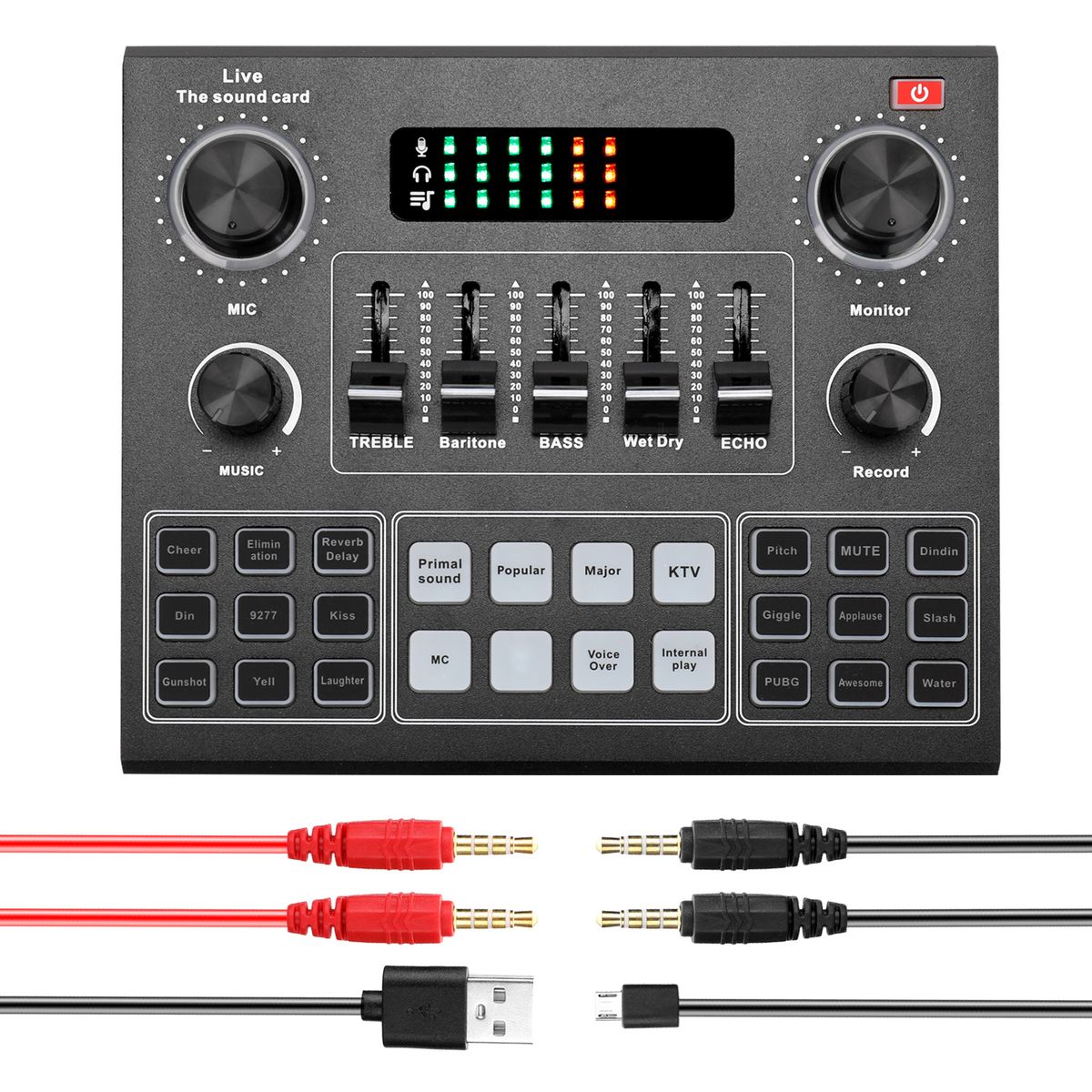V9 Audio USB Headset Microphone Webcast Live Sound Card