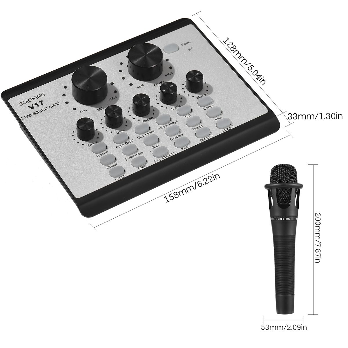 V17 Live Sound Card & Microphone Kit BT Mini Sound Mixer
