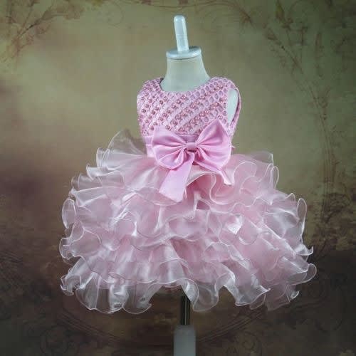 Beaded Girl Dress - Pink