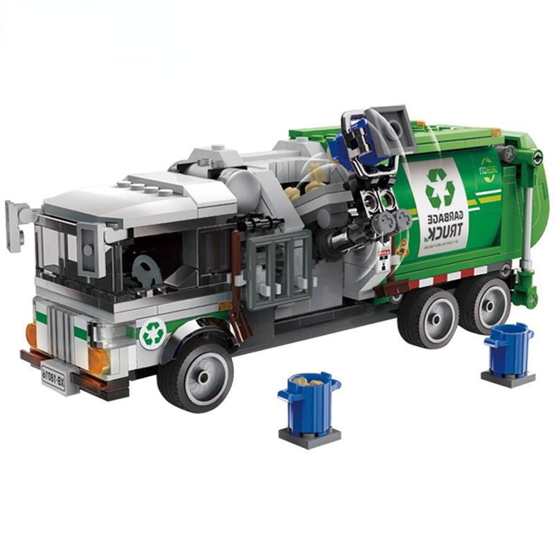 City Sanitation Garbage Truck Building Blocks Cleaning Car