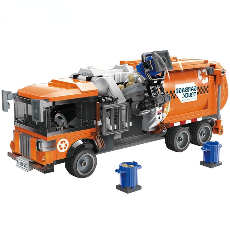 City Sanitation Garbage Truck Building Blocks Cleaning Car