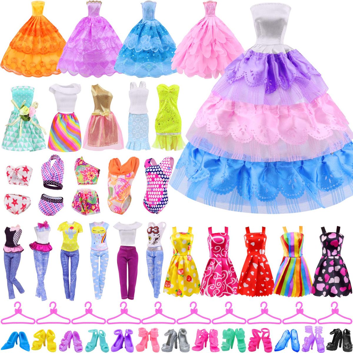 ZITA ELEMENT 11.5 Inch Girl Doll Closet Wardrobe Set 102 Pcs Clothes And Shoes Accessory Bag