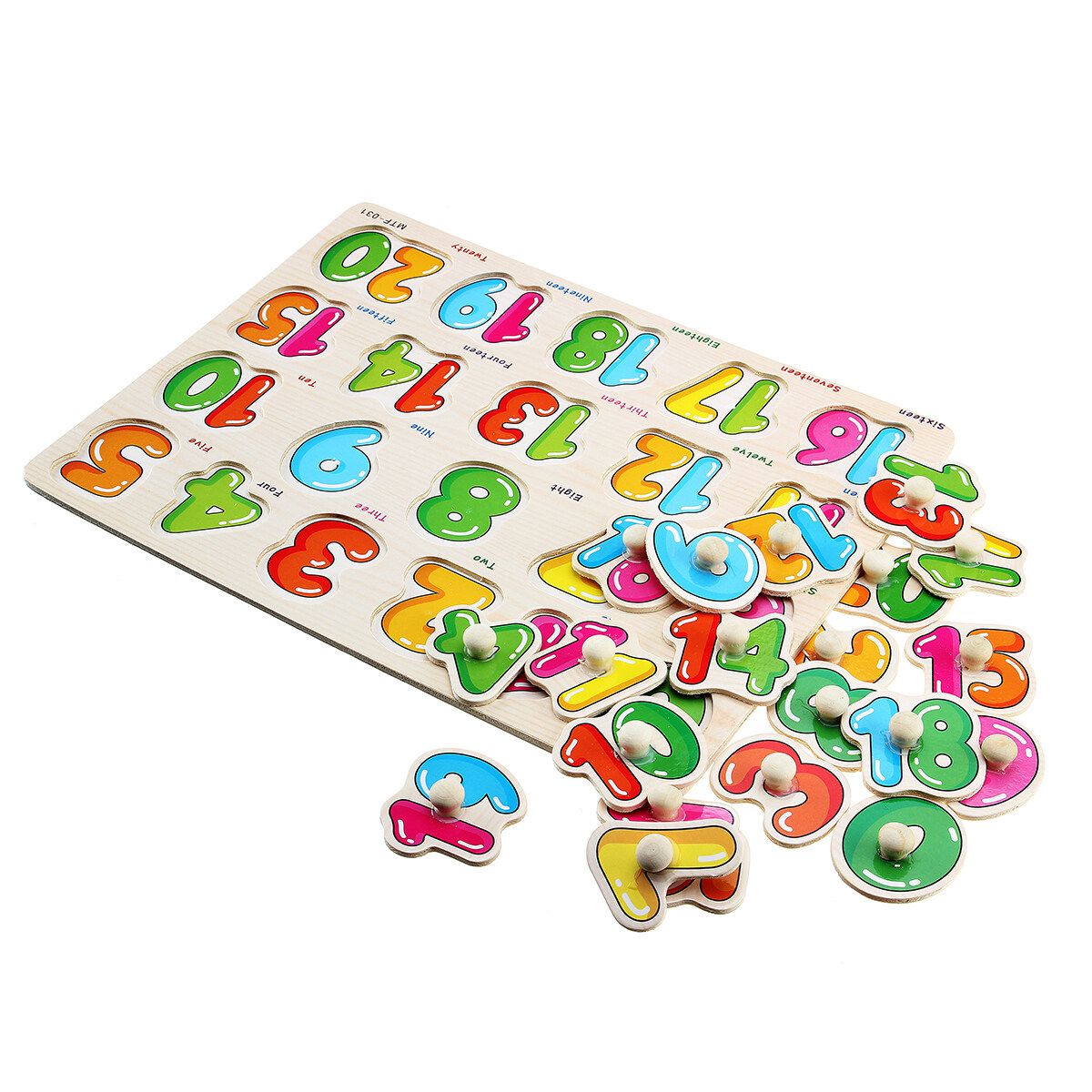 (30 X 22.2cm-Alphabet/Number/Math) Wooden Pegged Puzzle Set Inset Jigsaw Puzzle Learning Board Preschool Early Educational Development Toy Fun Game Gift For Kid Baby Toddler Numbers