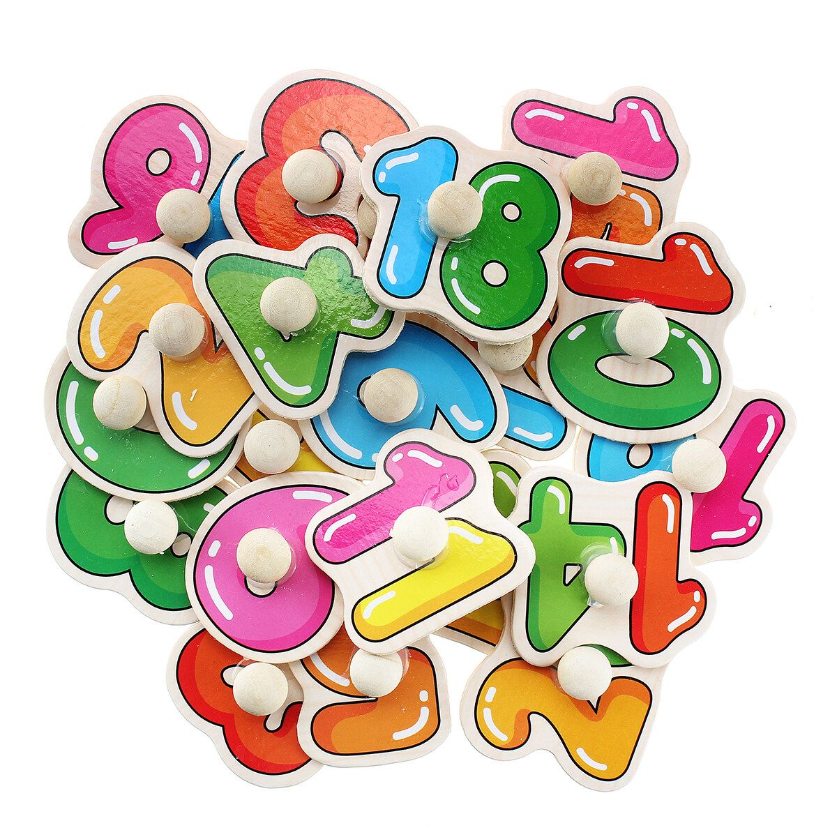(30 X 22.2cm-Alphabet/Number/Math) Wooden Pegged Puzzle Set Inset Jigsaw Puzzle Learning Board Preschool Early Educational Development Toy Fun Game Gift For Kid Baby Toddler Numbers