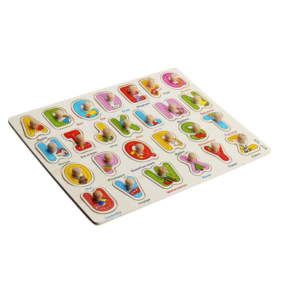 (30 X 22.2cm-Alphabet/Number/Math) Wooden Pegged Puzzle Set Inset Jigsaw Puzzle Learning Board Preschool Early Educational Development Toy Fun Game Gift For Kid Baby Toddler Alphabets