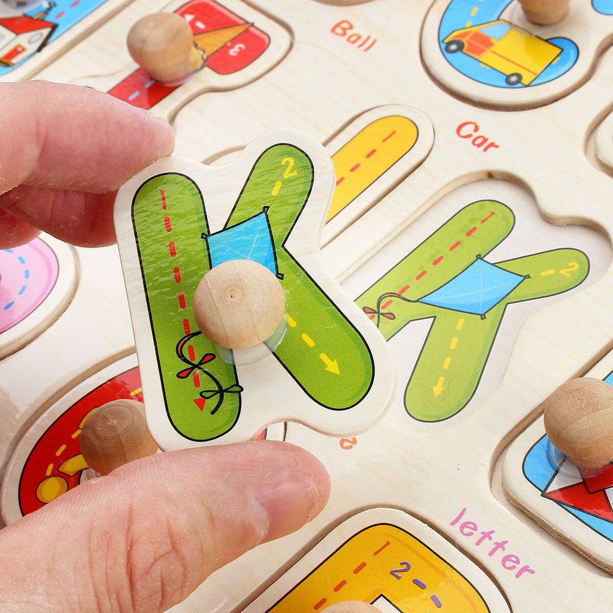 (30 X 22.2cm-Alphabet/Number/Math) Wooden Pegged Puzzle Set Inset Jigsaw Puzzle Learning Board Preschool Early Educational Development Toy Fun Game Gift For Kid Baby Toddler Alphabets