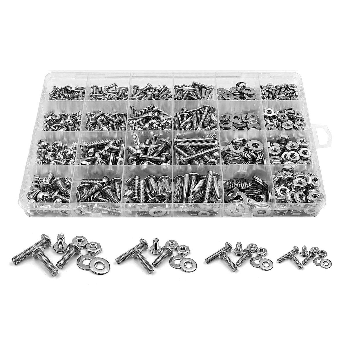 700 Pcs Nuts and Bolts Assortment Kit with CaseStainless Steel Screw & Bolt Head Assortment Screws Flat Washers