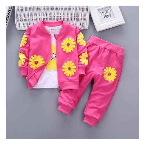 Girls Clothing  Petal Tracksuit -  Set Of 3 Pieces - Deep Pink
