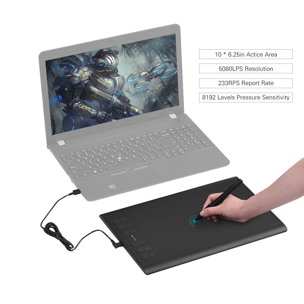 1060PLUS Portable Drawing Graphics Tablet Pad 10" *
