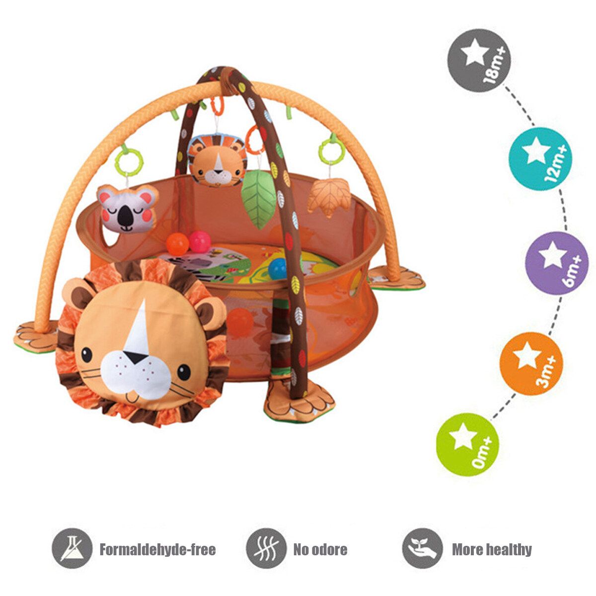 35" 3 In 1 Play Mat Baby Infant Activity Gym Game Play Mat Crawling Rug Toy
