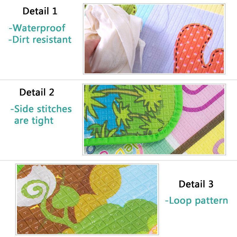 Double-sided Baby Crawling Mat Foam Thickening Eco-friendly Children Play Mat Cartoon Non-slip Moisture-proof Mat 2.0x1.8M