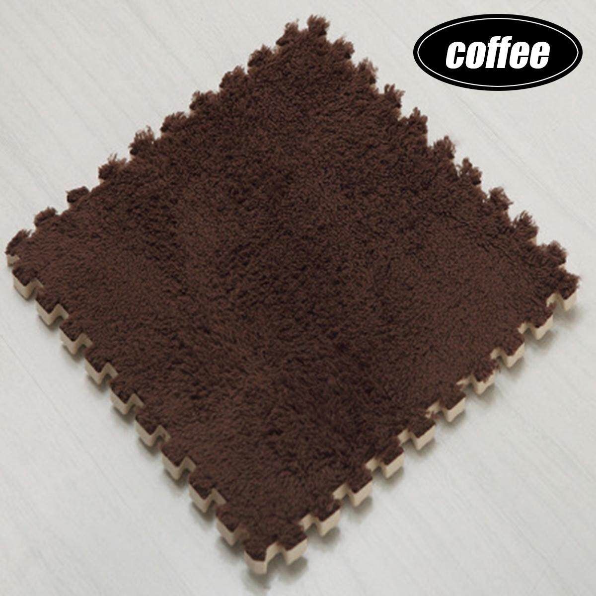 6PCS 30cm(11.8") Baby Crawling Mat EVA Foam Flush Fluffy Carpet Children Puzzle Play Rugs Brown