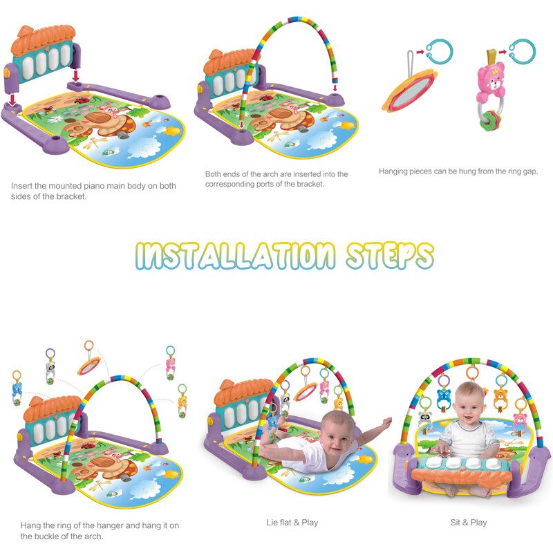 4 In 1Baby Play Mat Kids Gym Playmat Fitness Piano Music Fun Boys Girls