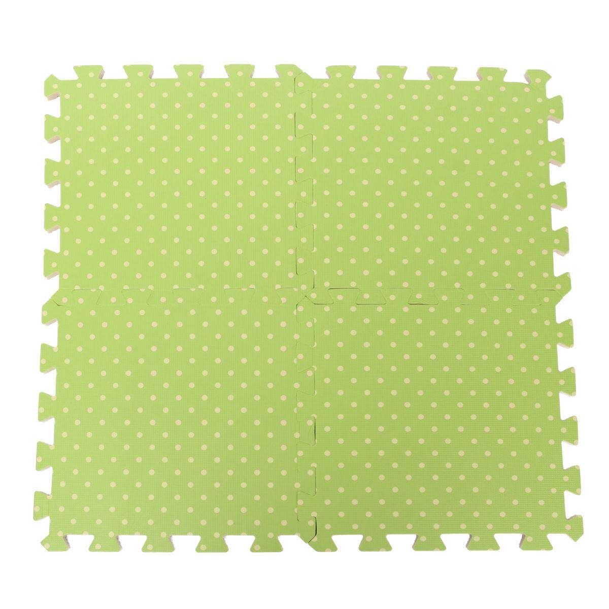 9PCS Wood Interlock EVA Foam Floor Puzzle Pad Work Gym Mat Kid Safety Play Rug Green Dot