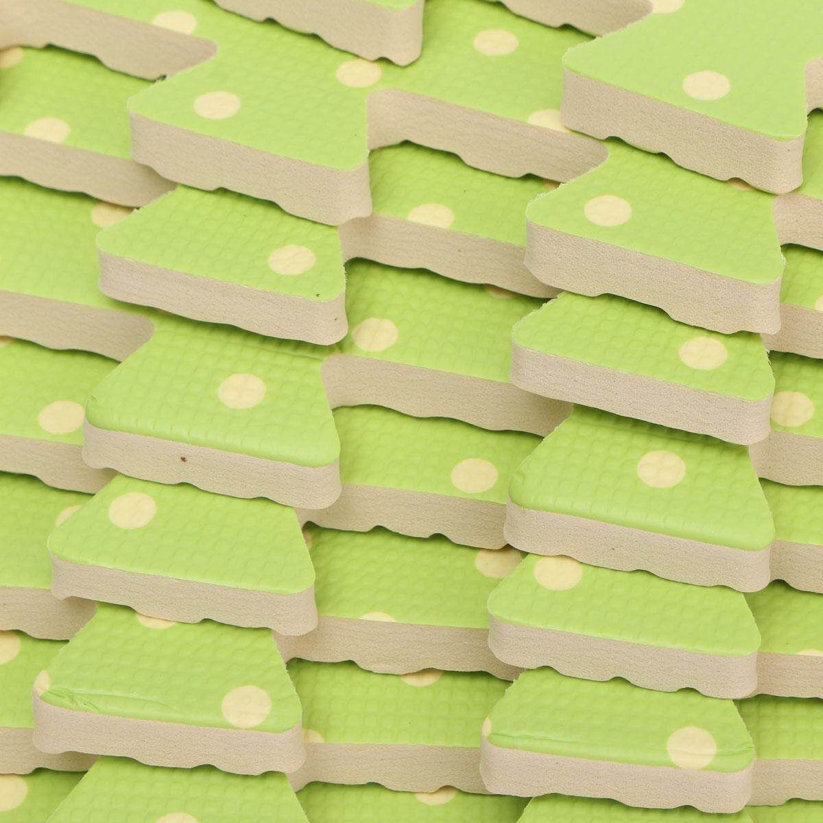 9PCS Wood Interlock EVA Foam Floor Puzzle Pad Work Gym Mat Kid Safety Play Rug Green Dot